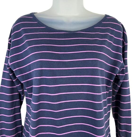 Patagonia Top Shallow Seas Size Medium Navy Blue Purple Striped Long Sleeve - Picture 2 of 10